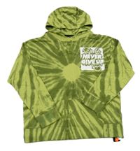 Nové - Zelená batikovaná mikina se skateboardem s nápisem a kapucí Dunnes