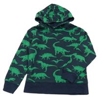 Tmavomodrá mikina s dinosaurami a kapucňou H&M