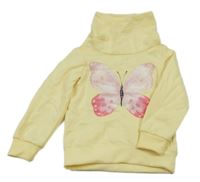 Žlutá mikina s motýlem a komínovým límcem Dopodopo