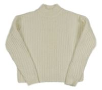 Smetanový žebrovaný chlupatý svetr se stojáčkem Next