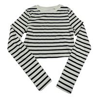 Bílo-černé pruhované crop triko H&M