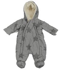 Šedá šusťáková zimní kombinéza s hvězdami a kapucí George