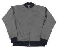 Tmavošedá melírovaná sportovní propínací mikina Fred Perry