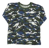 Khaki-šedo-modré army triko Matalan