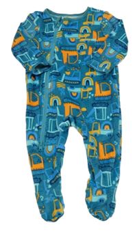 Petrolejový plyšový overal so stavebními stroji Dunnes