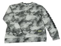 Sivo-tmavosivá batikovaná mikina s nápisom C&A