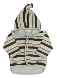 Světlemodro-hnedo-béžová pruhovaná podšitá fleecová prepínaci mikina s kapucňou H&M