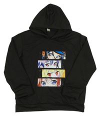 Čierna ľahká mikina s očima a kapucňou