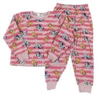 Růžové pruhované plyšové pyžamo s Bluey