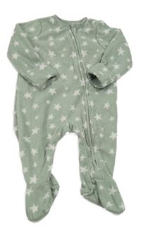 Zelenošedý fleecový overal s hviezdami Tu