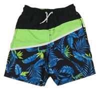 Černo-neonově zelené plážové kraťasy s listy C&A