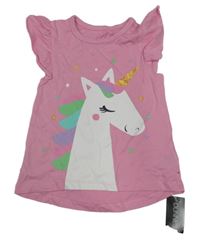 Nové - Růžové tričko s jednorožcem Dunnes