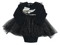 Nové - Černé body s tylovou sukní a potiskem - All Blacks