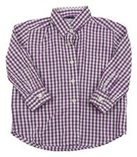 Fialovo-bílá kostkovaná košile