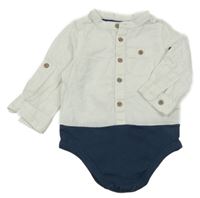 Bílo-tmavomodré košilové body C&A