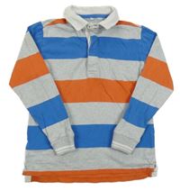 Sivo-modro-tehlové pruhované polo tričko M&S