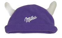 Fialová fleecová čapica s rohy Milka