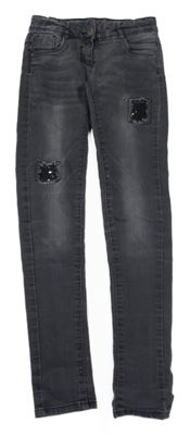 Tmavosivé teplákové skinny rifle s flitrami Tom Tailor