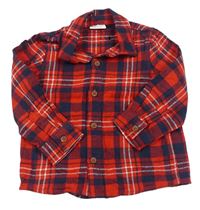 Červeno-tmavomodrá kockovaná flanelová košeľa F&F