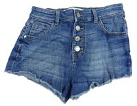 Modré rifľové kraťasy s gombíkmi Denim Co.