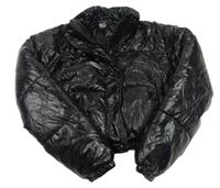 Čierna šušťáková lesklá zimná crop bunda New Look