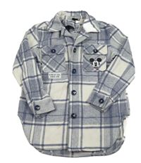 Bielo-modrá kockovaná košeľová bunda s Mickeym Primark