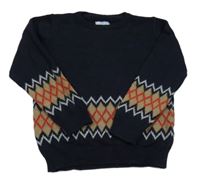 Tmavomodro-béžový vzorovaný svetr Mayoral