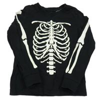 Černé pyžamové triko s kostmi 