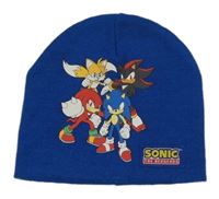 Modrá pletená čapica s potiskem - Sonic