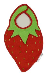 Červeno-zelený froté bryndák - jahoda 