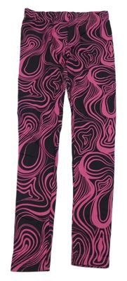 Černo-růžové vzorované legíny 