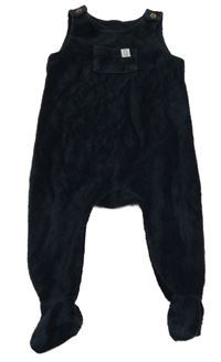 Tmavomodré sametové žebrované dupačky H&M