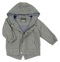 Šedá melírovaná jarní bunda s kapucí Primark