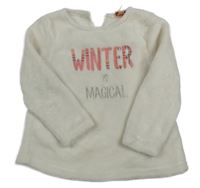 Smotanová plyšová mikina s nápisom