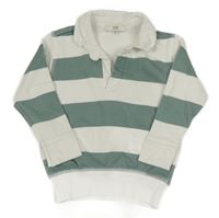 Bielo-zelená pruhovaná mikina s golierikom Peacocks