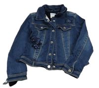 Tmavomodrá tepláková rifľová bunda s nášivkami květin Mayoral