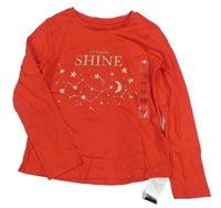 Nové - červené tričko so zlatým nápisom dunnes