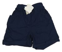 Nové - tmavomodré lehké plátěné kraťasy Mountain Warehouse