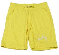 Žlté bavlnené kraťasy s nápisom