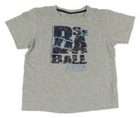 Sivé melírované tričko s nápisom alive