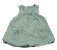 Zelené šušťákové ľahké šaty s vreckami