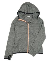 Šedá melírovaná sportovní propínací mikina s kapucí H&M