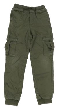Khaki cuff teplákové kalhoty s kapsami H&M