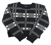 Čierno-strieborný kockovaný crop sveter Primark