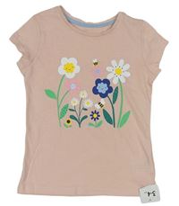 Ružové tričko s kvetmi a včelami Mothercare