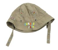 Béžová plátenný klobúk s nápisom