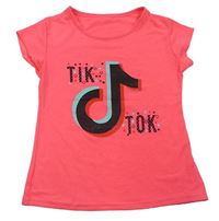 Neónově ružové tričko s logem TikTok