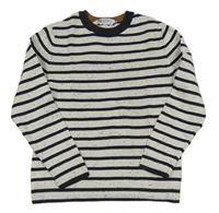 Bielo-tmavomodrý pruhovaný sveter H&M