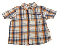 Bílo-oranžovo-tmavomodrá kostkovaná košile Mothercare