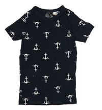 Tmavomodré tričko s kotvami H&M